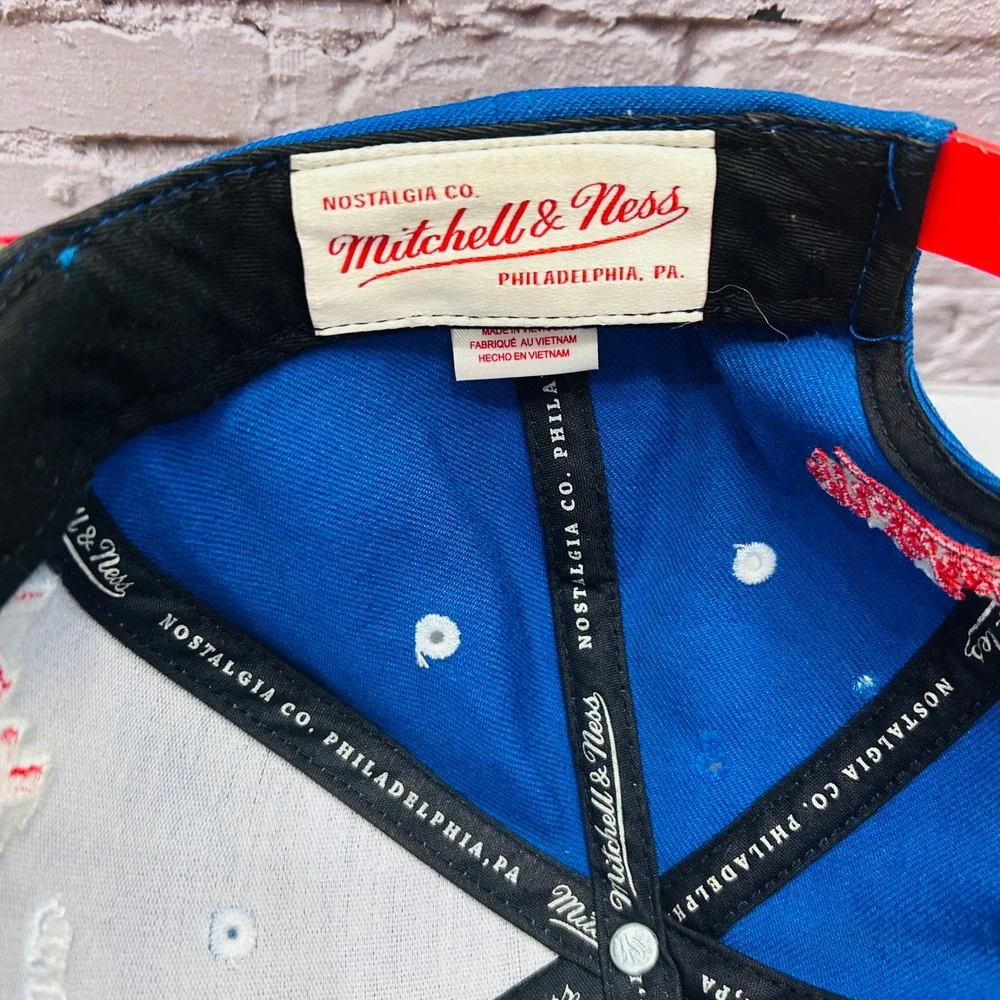 Mitchell & Ness New England Patriots Hat Mens OSFA Blue Red Pat Patriot Snapback